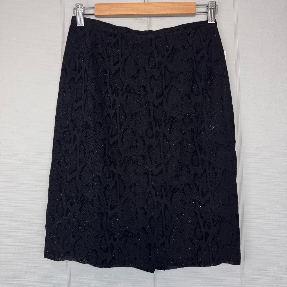 NWT Vintage Dué per Dué Pencil Skirt Animal Print Glittery Noir Madden Butterfly